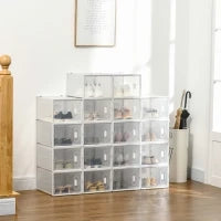 Mobile Scarpiera Modulare Salvaspazio, 18 Cubi 28x36x21 cm in Plastica PP, Bianco