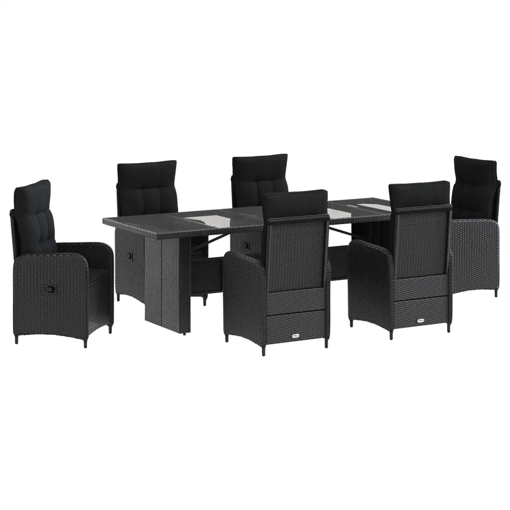 Set da pranzo per esterni 7 pz Nero polyrattan 3422379