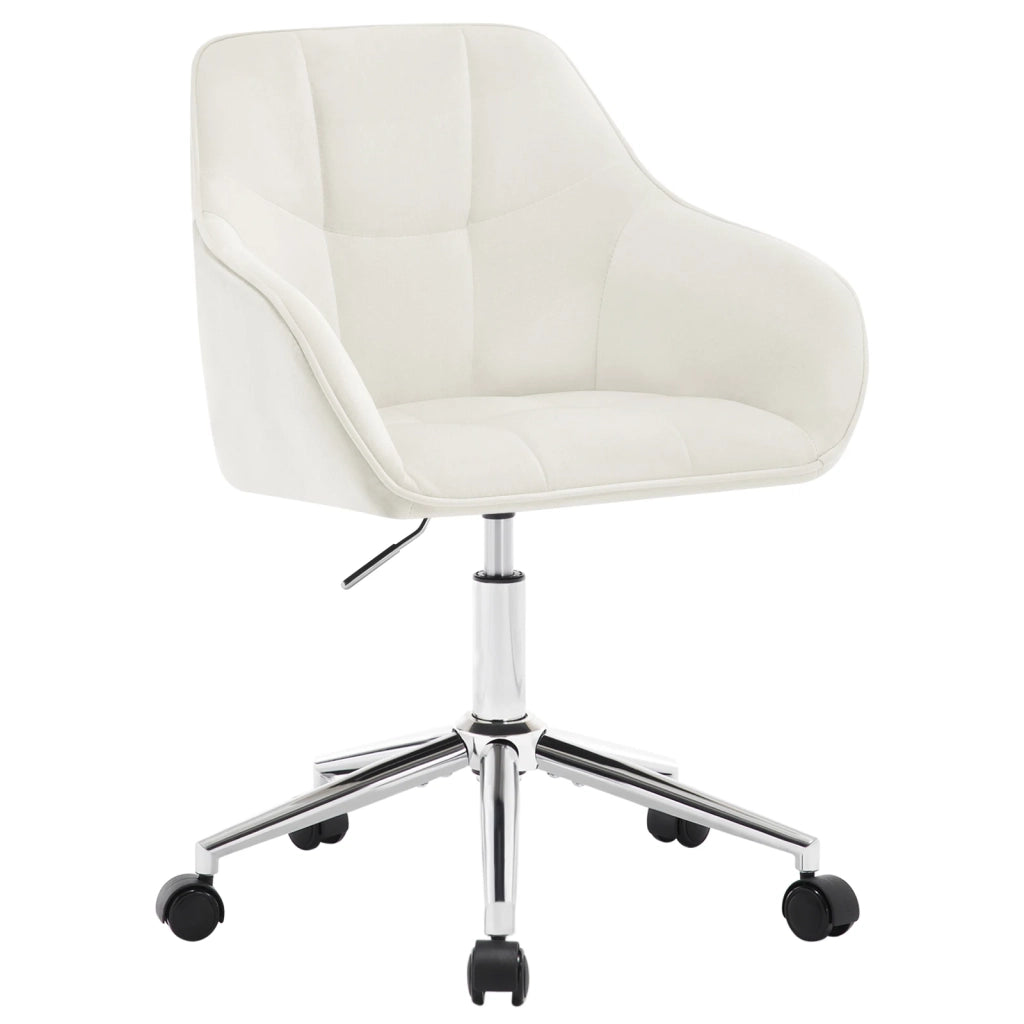 SEDIA da Ufficio Girevole Regolabile in Altezza Velluto Bianco Crema