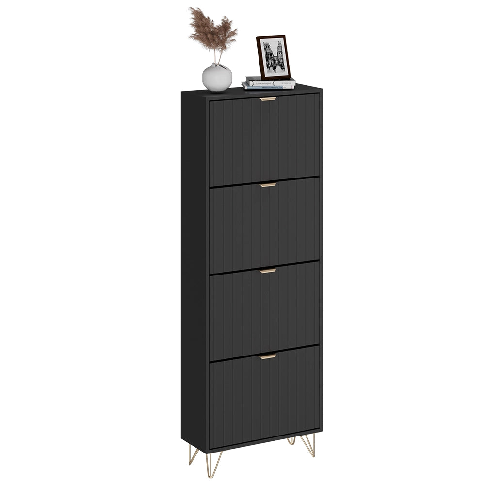 Armadio per le scarpe Helge Nero 60 x 166.7 cm 4 scomparti Vicco