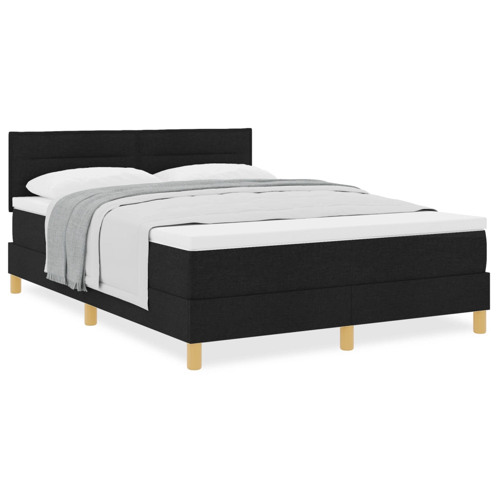 Letto a Molle con Materasso Nero 160x200 cm Tessuto