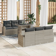 Set di Divani da Giardino  con Cuscini Grigio Chiaro Polyrattan