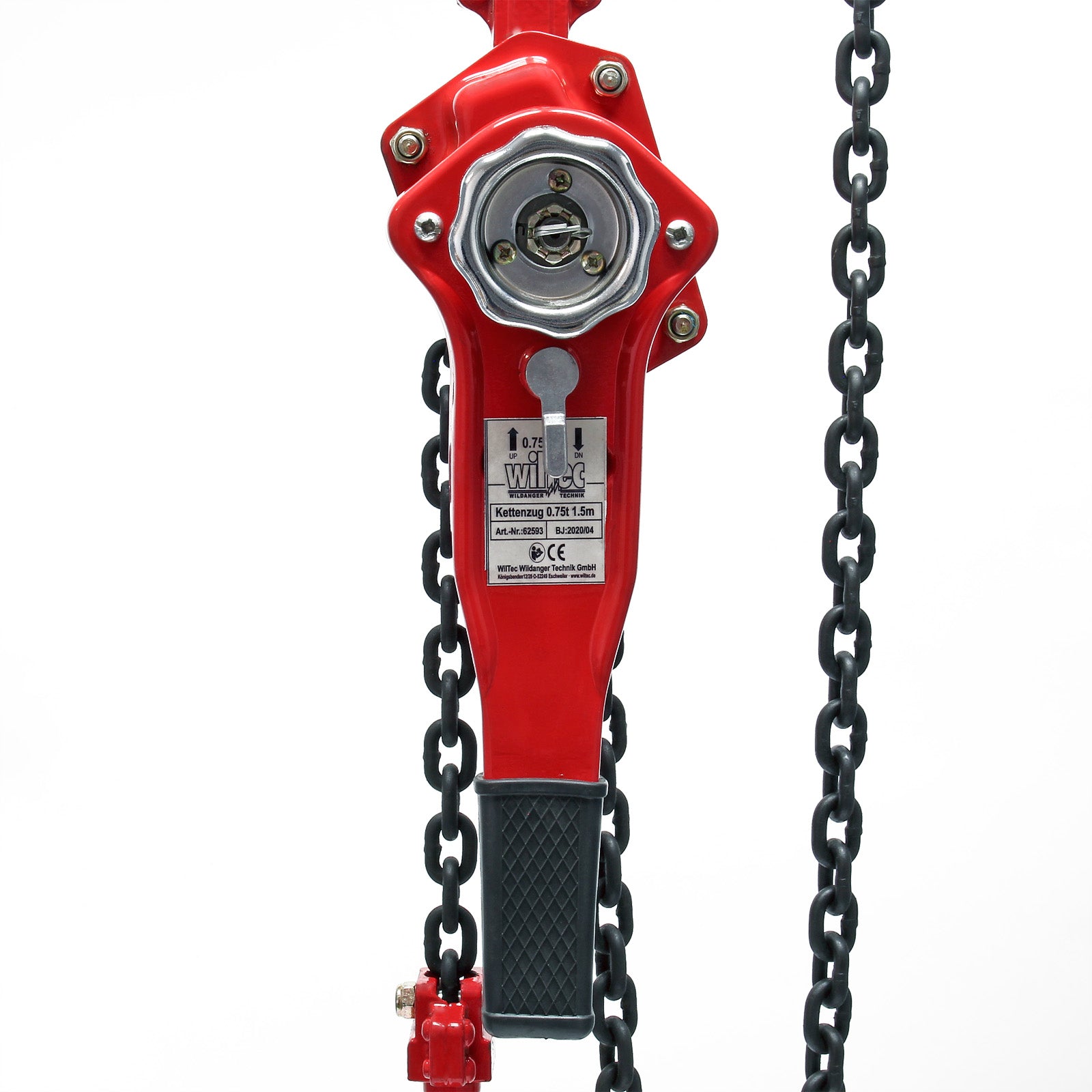 Paranco a catena manuale, max 750 kg, con catena di 1,5 m, per sollevamento di carichi pesanti