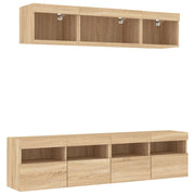 Mobile TV multimediale mensola TV credenza TV sala da pranzo soggiorno camera da letto con LED 5 pezzi legno ingegnerizzato rovere Sonoma marrone 02_0029420