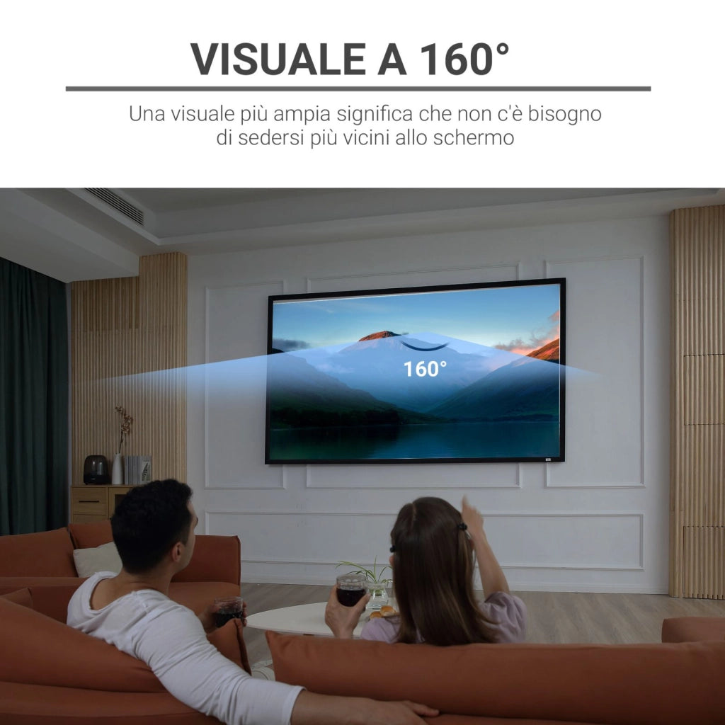 EasyComfort Telo Proiettore da 100 Pollici 16:9/4:3, Schermo Proiezione a Muro Compatibile con Proiettori LED e LCD per Casa o Ufficio