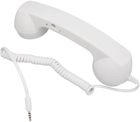 Telefonino Retro - 3,5 mm Jack - Regolazione del Volume - Comando Unico - Cavo Rotondo da 9ft - Compatibile con Smartphone - Ricevitore di Telefono