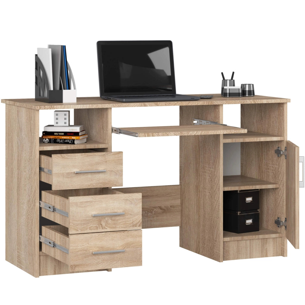 Scrivania AKORD ANA Sonoma Quercia 124 cm 1 anta 3 cassetti 124x52x74 cm