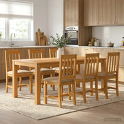 Set da pranzo 7 pz Beige Legno di Quercia Massello 3430384