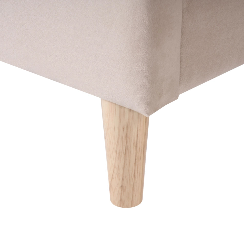 Letto Beige Velluto Imbottito Telaio Poggiatesta 90 x 200 cm Singolo Dimensione Camera da letto Bambini Camera Moderna Tradizionale