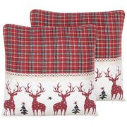 Set di 2 cuscini decorativi con renne 45 x 45 cm rosso stile moderno contemporaneo salotto camera da letto