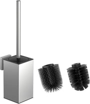 Wandgemonteerde Spazzola per il Water, Spazzola per il Water in Silicone e Supporto, Spazzola Quadrata in Acciaio Inossidabile 304, Inclusa 2 Testine (Quadrata Argento)