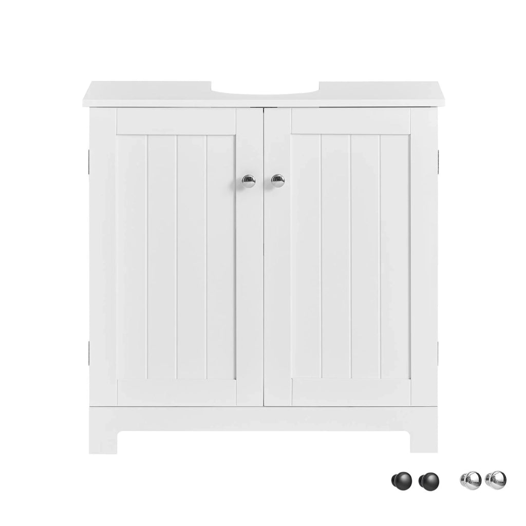 Mobile sottolavabo per Bagno con 2 Ante L60*P30*A60 cm, Bianco, BZR18-II-W SoBuy