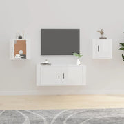 Mobili Porta TV a Parete 2 pz-Set di 2 Credenza per TV sospesa Bianco Lucido 40x34,5x40 cm
