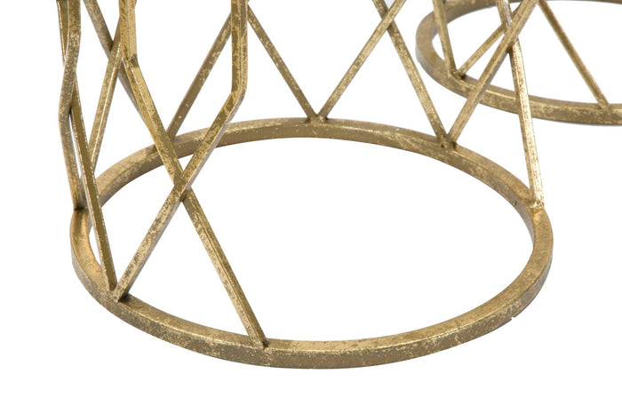 Porta Telefono Tunisi Tris Ø32x71-28x65-23x61 cm in Ferro e Vetro Oro