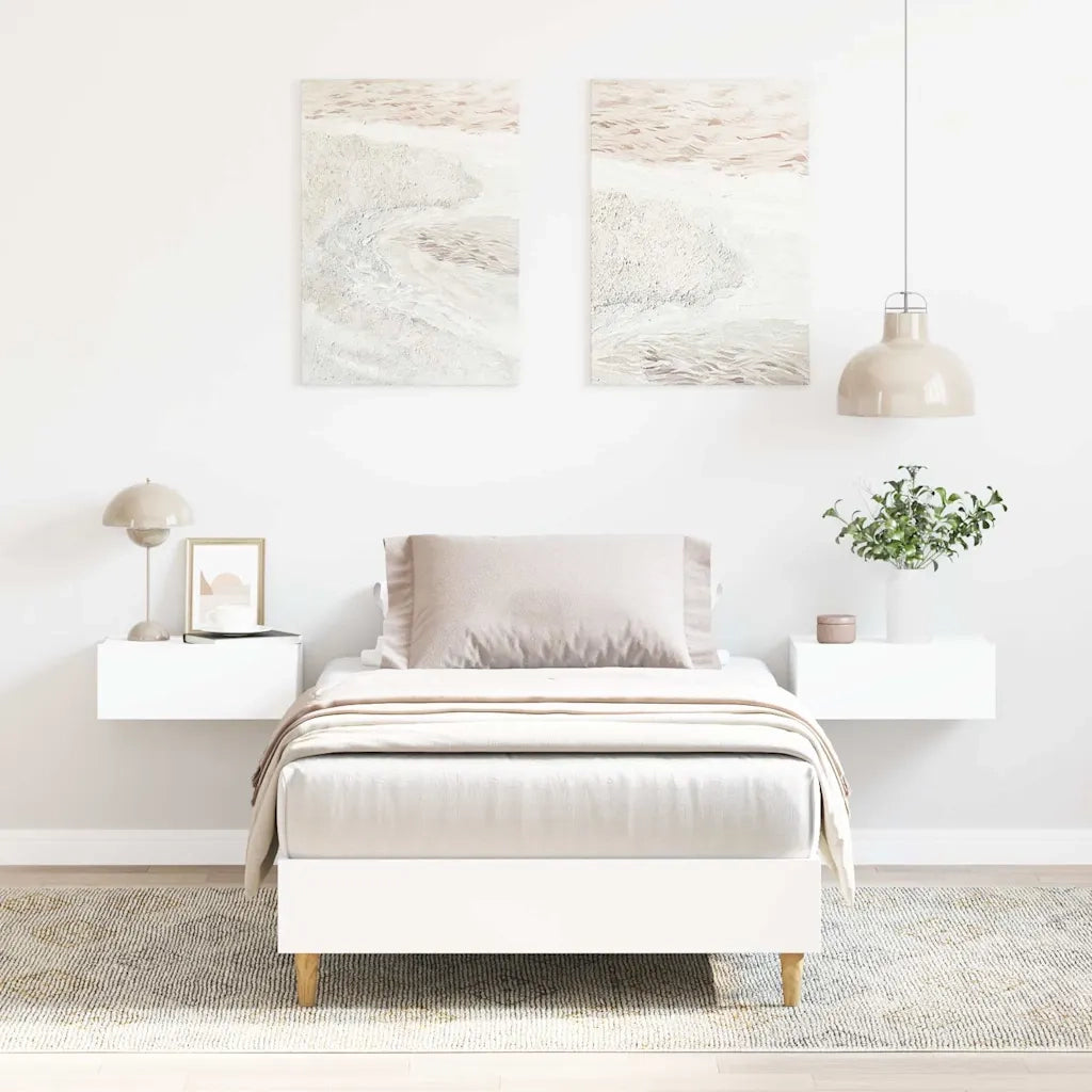 Letto singolo | Letto per adulti | Giroletto senza Materasso Bianco 90x190 cm in Legno Multistrato