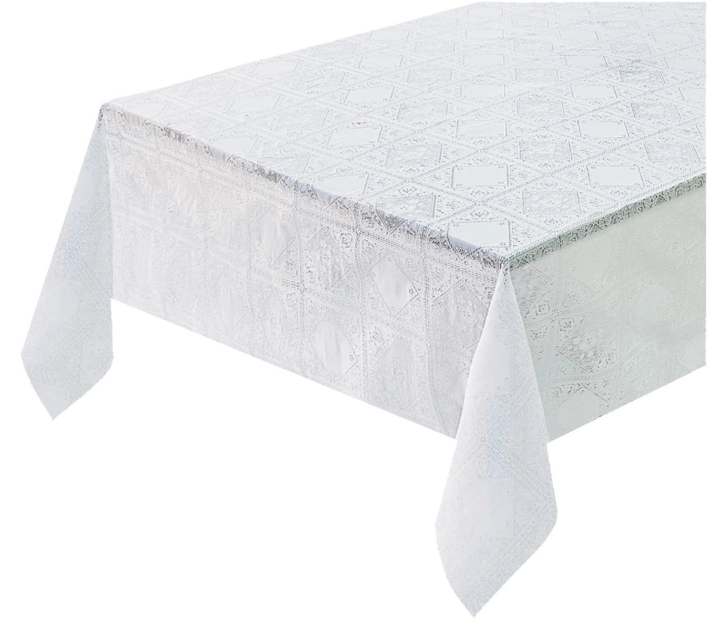 Tovaglia Plastificata Ricamata Bianca Pizzo 3D Moderna Copritavolo Cucina Antimacchia 137X160 DIS_G
