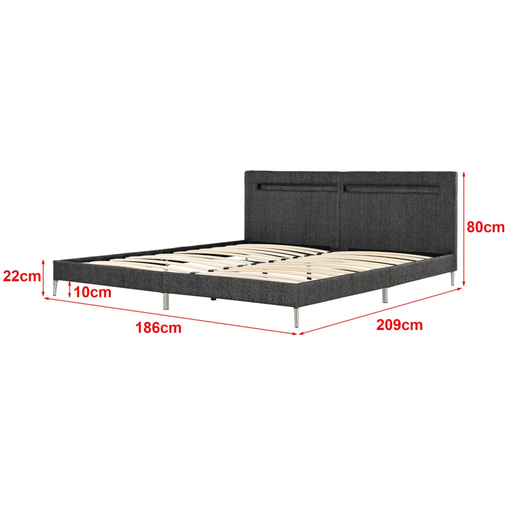 Struttura Letto Imbottito a Testiera Alta con Illuminazione a LED e Telecomando, Letto Matrimoniale King size / 2 Piazze
