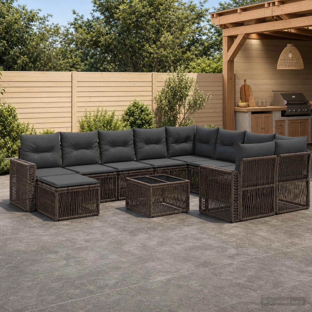 Set Divano da Giardino 11 pz Grigio polyrattan 3435320