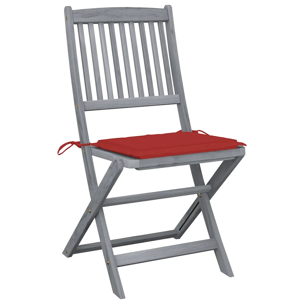 Sedie da Giardino Pieghevoli 4pz con Cuscini in Massello Acacia 3064569