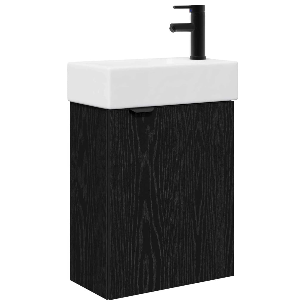 Mobile bagno con rubinetto Rovere Nero 45,5 x 22,5 x 84 cm 889434