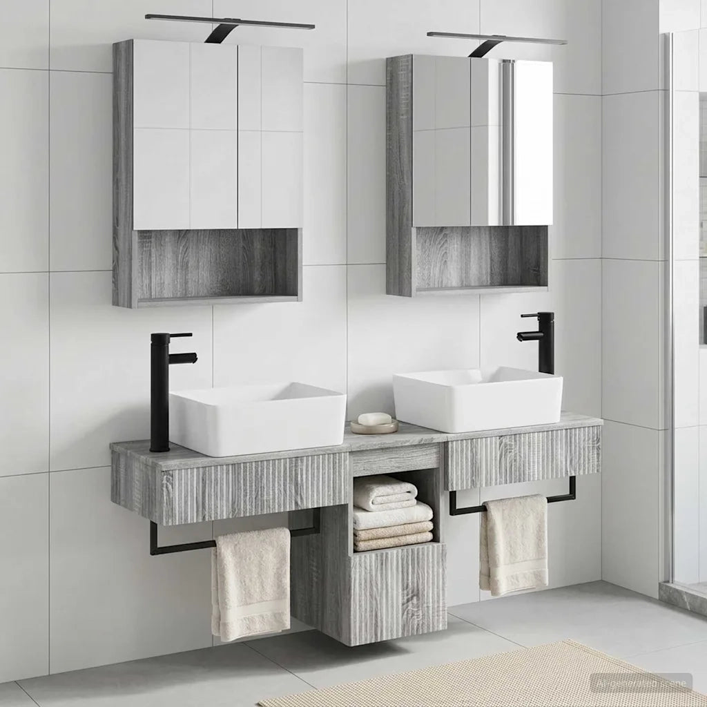 Set di Armadi da Bagno 5 pcs Sonoma grigio 50 x 14,5 x 70 cm 3406324