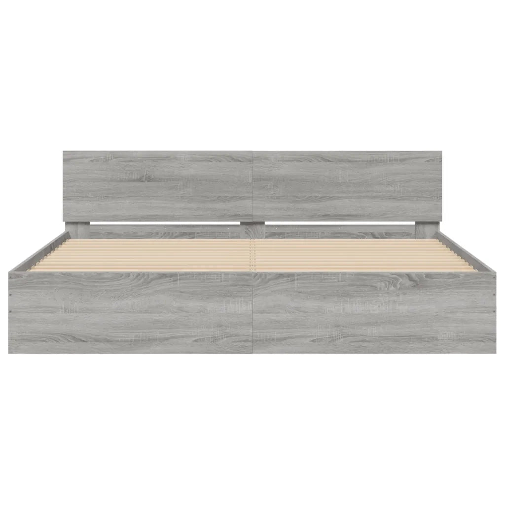 Giroletto con Testiera e LED Grigio Sonoma 180x200 cm 3207593