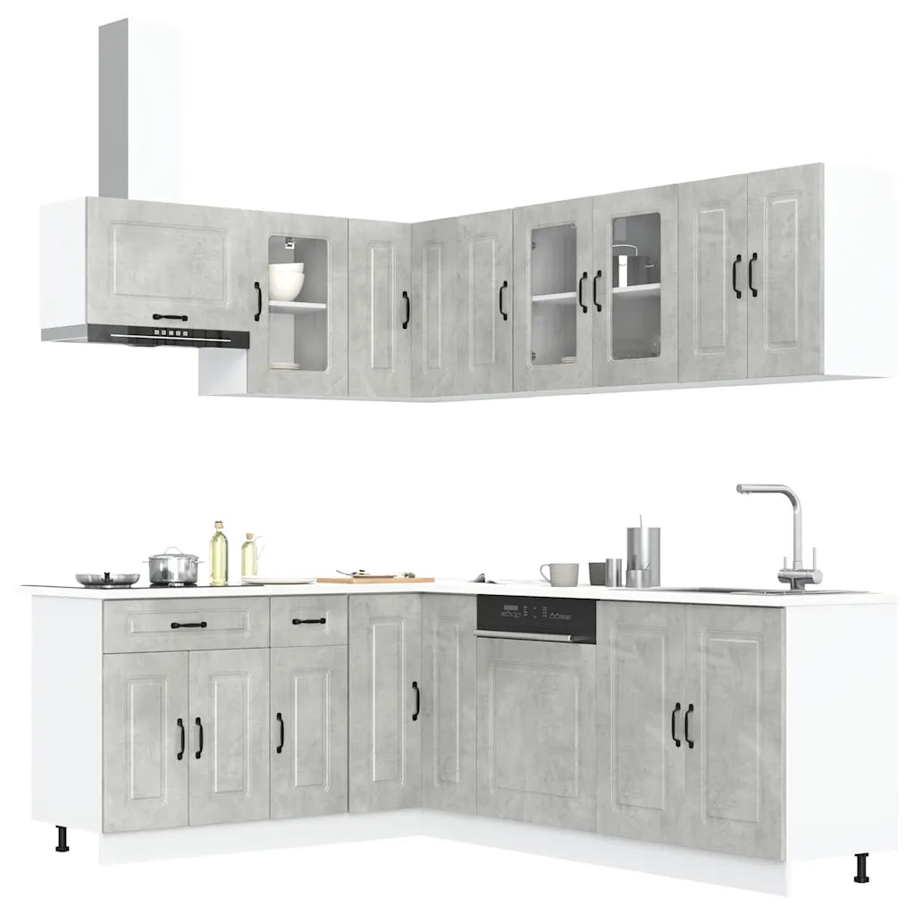 Set Mobili da Cucina 11 pz Kalmar Grigio Cemento in Truciolato 3314885