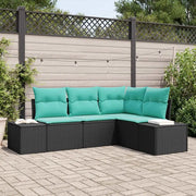Set Divano da Giardino 4 pz Nero polyrattan 3347046