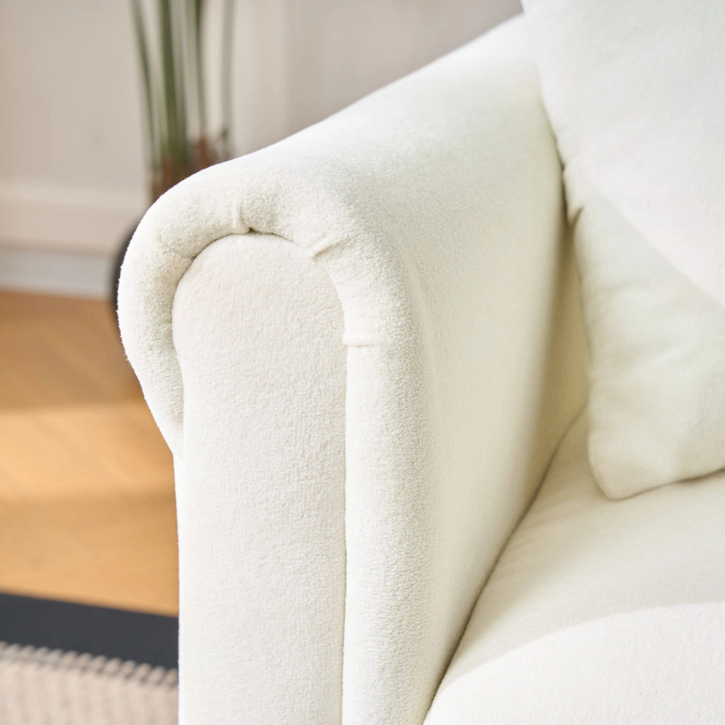 Divano angolare convertibile con letto, contenitore e chaiselongue reversibile con tasche laterali in chenille beige
