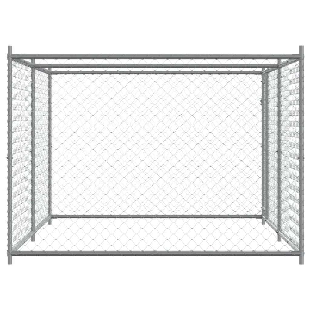 Trasportino per cani con porta 4 x 2 x 1,5 m acciaio zincato grigio 02_0041619
