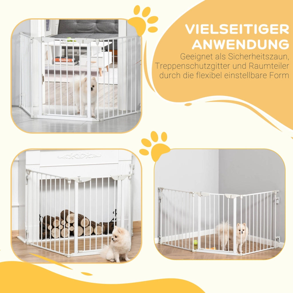 Barriera estensibile a forbice con porta a chiusura automatica per scale e ambienti in metallo bianco 180 × 3 × 74,5 cm