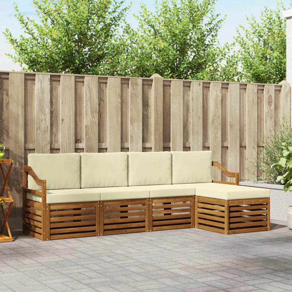 Set divani 5 pcs Naturale e Crema Legno di Acacia Massello 3374665