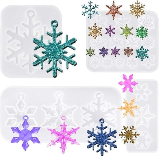 Set di stampi in silicone a 4 pezzi per la creazione di cera - motivi fiocchi di neve