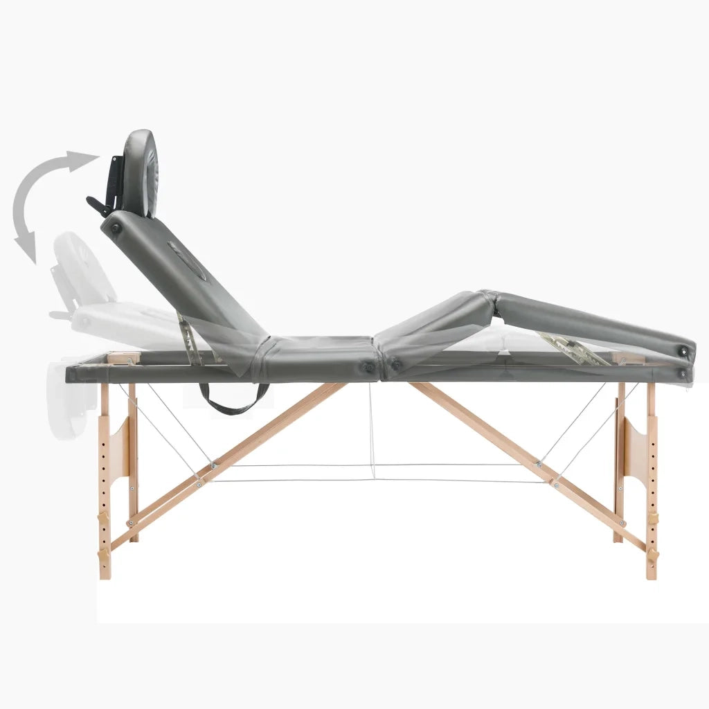 Lettino da Massaggio 4 Zone Telaio in Legno Antracite 186x68cm cod mxl 65827