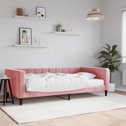 Divano Letto con Materasso Rosa 100x200 cm in Velluto