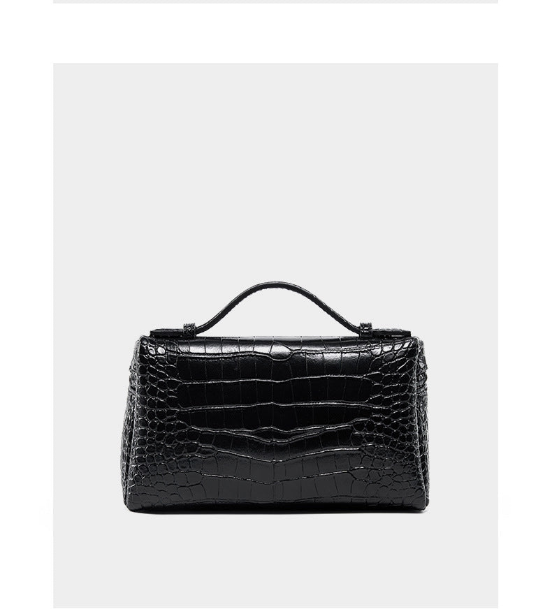 Borsa a tracolla piccola da donna per cellulare, in vera pelle, mini borsa a mano a tracolla, nera