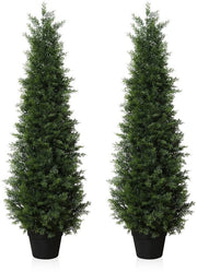 Pianta artificiale di cedro 120 cm in vaso, conifera artificiale all'aperto UV-resistente per casa, soggiorno, giardino, veranda, decorazione (2 pezzi)