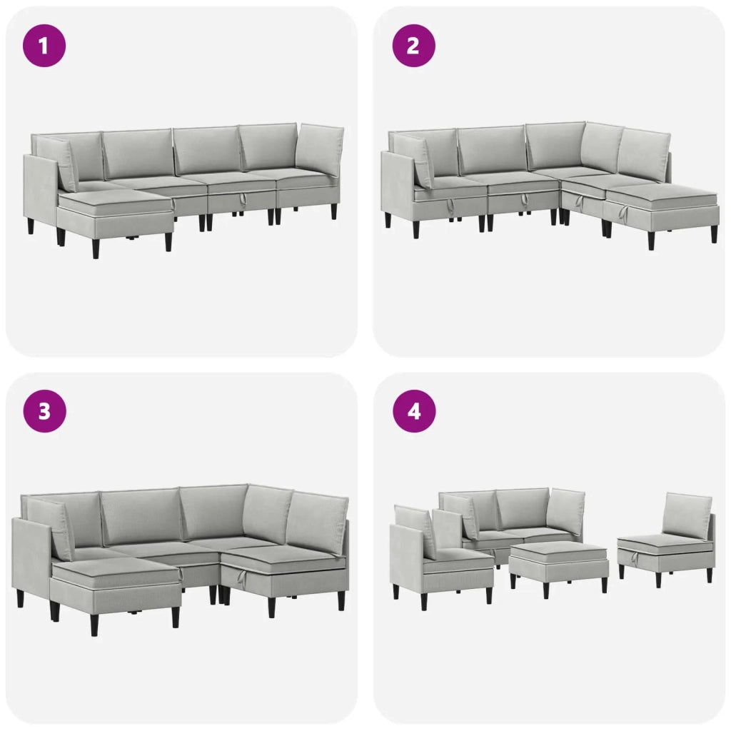 Set di mobili per il soggiorno 5 pcs Grigio chiaro Tessuto 3413801