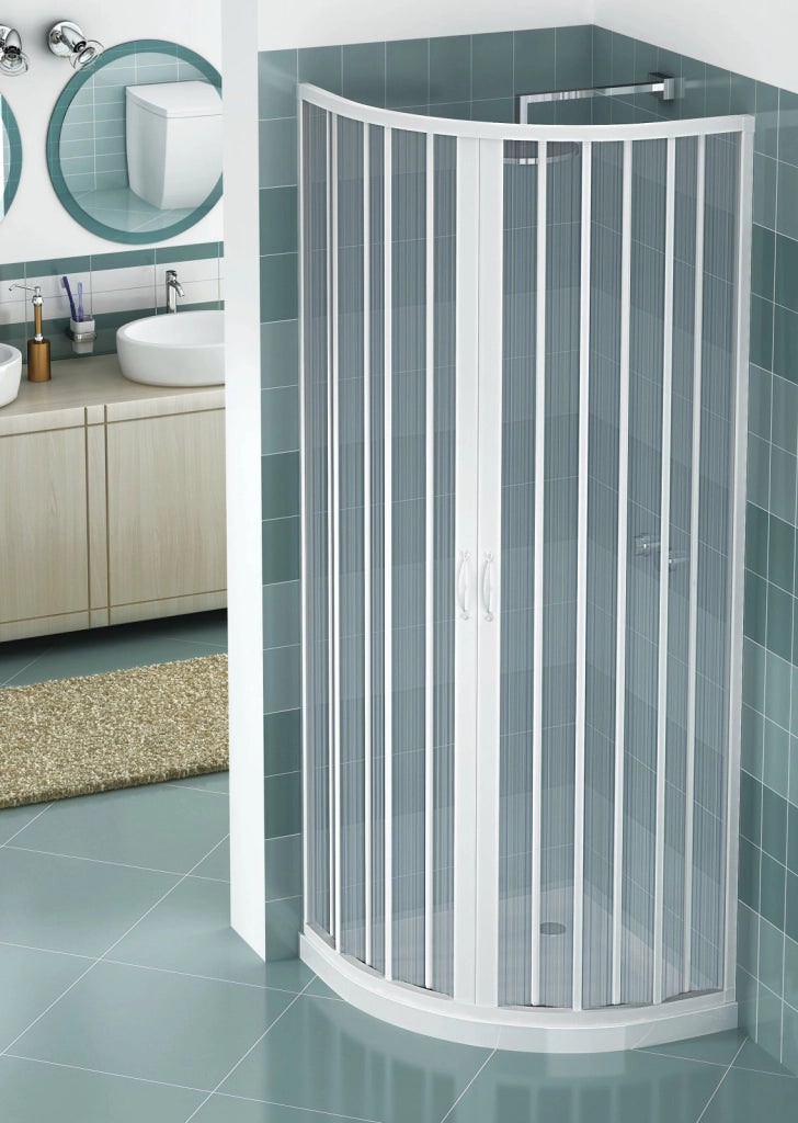 Box doccia semicircolare apertura centrale soffietto in pvc h.185cm Doliso Legrese Bianco,70x90cm (Raggio 38cm)