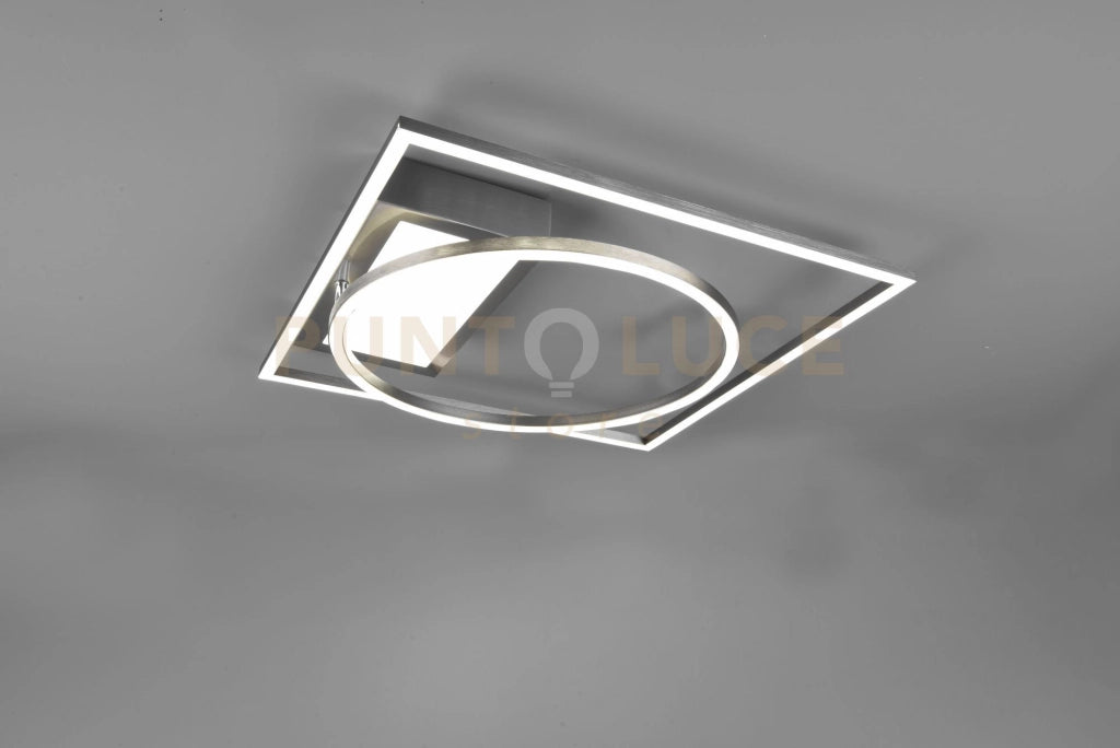DOWNEY PLAFONIERA LED  33W 4600lm, 2700 - 6500K ACCIAIO SATINATO CON SNODO REGOLABILE E TELECOMANDO MULTIFUNZIONE L. 64,5CM DIMMERABILE