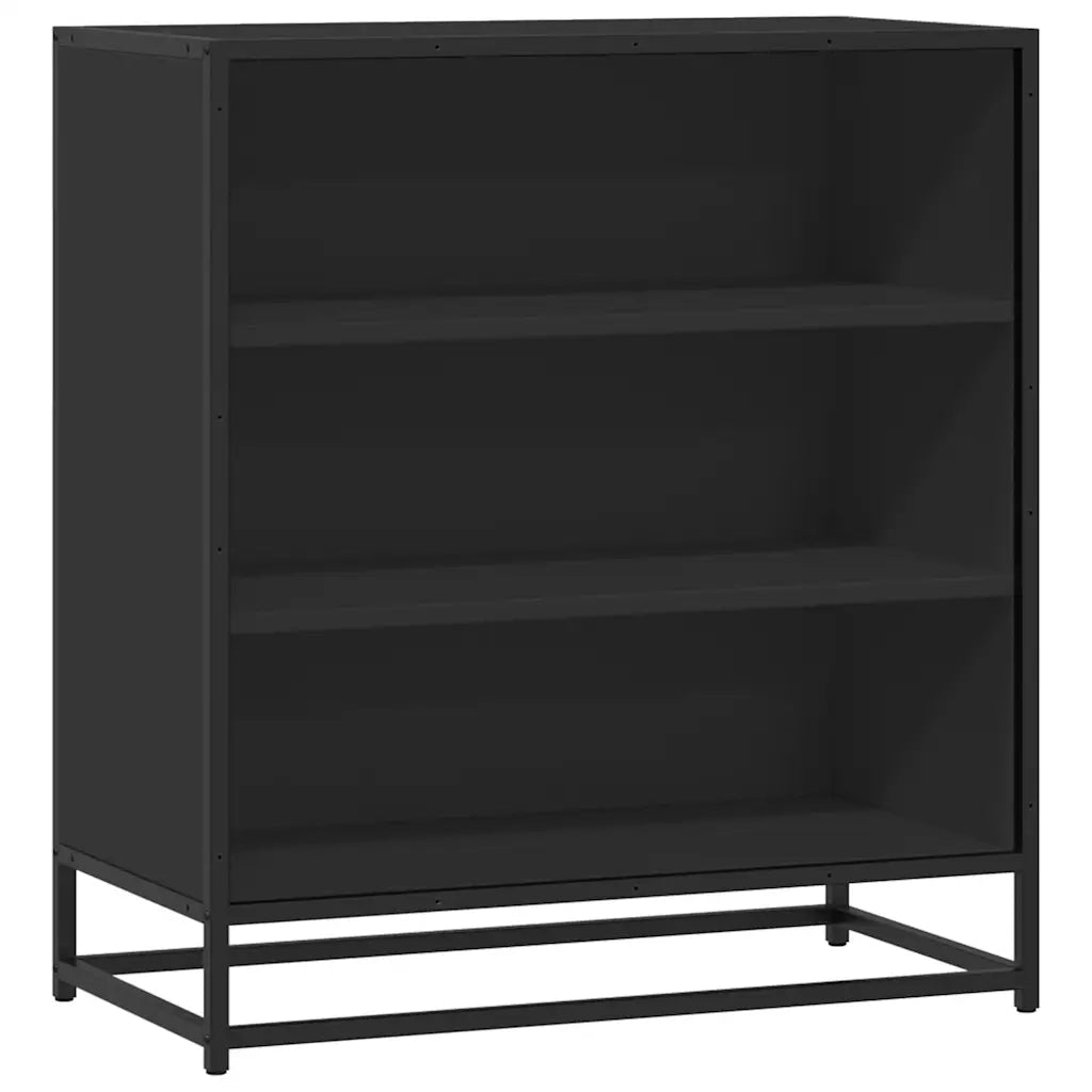 Credenza Rovere Nera 68x35x76 cm in Truciolato e Metallo 848974
