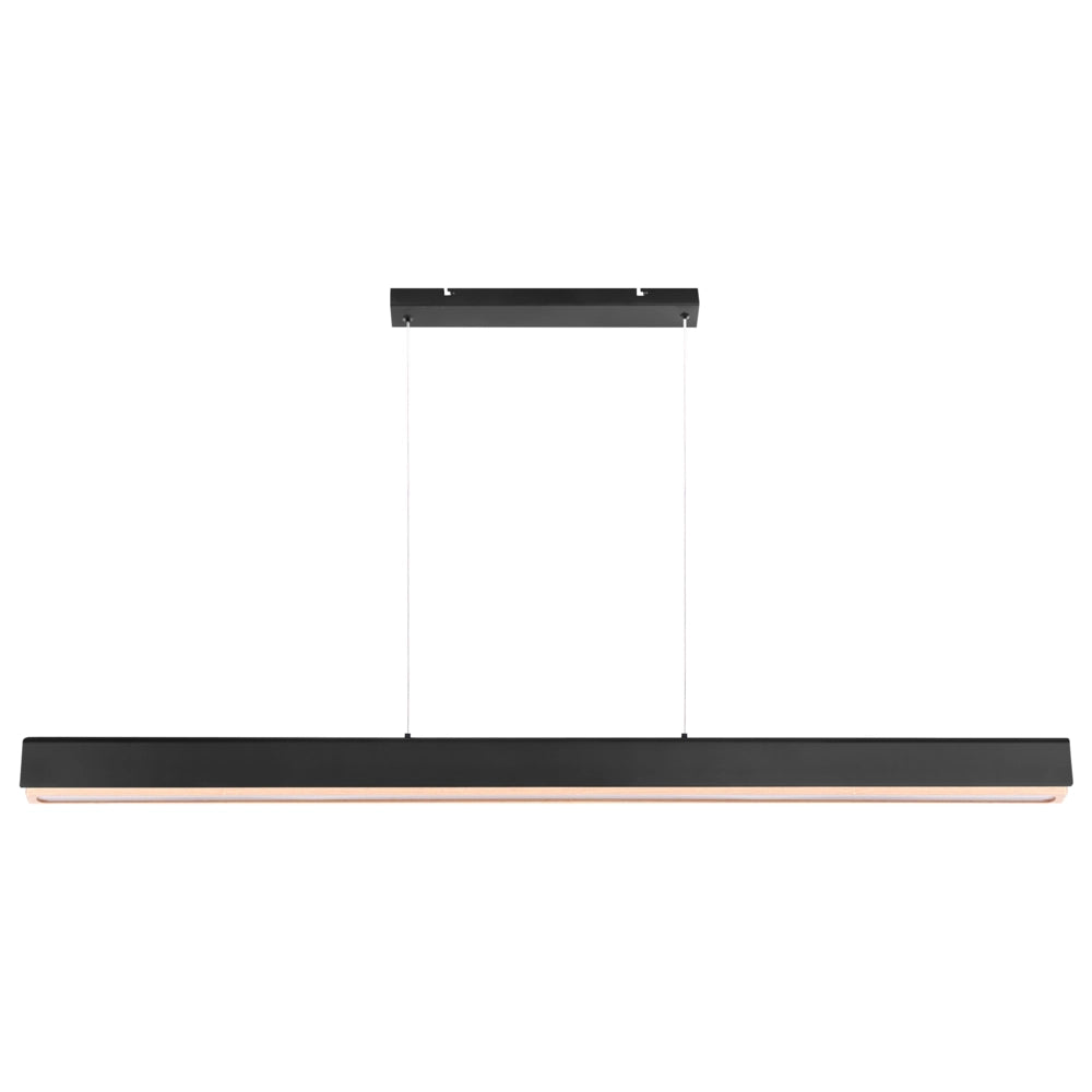 Lampada a sospensione a LED, base in ferro nero paralume in legno, stile scandinavo dimmer da soffitto lunghezza del cavo regolabile