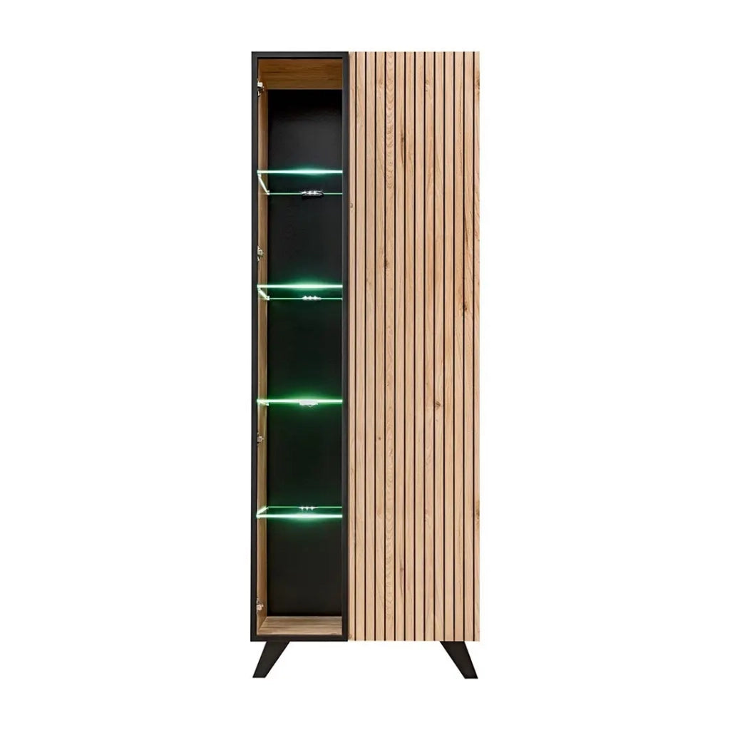Set di 4 mobili da soggiorno NIELSEN – Camino decorativo in quercia e nero