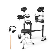 Batteria elettrica kit batteria pieghevole con tamburi a rete e piatti, Batteria elettrica con metronomo e mini usb Nero-Batterie elettriche