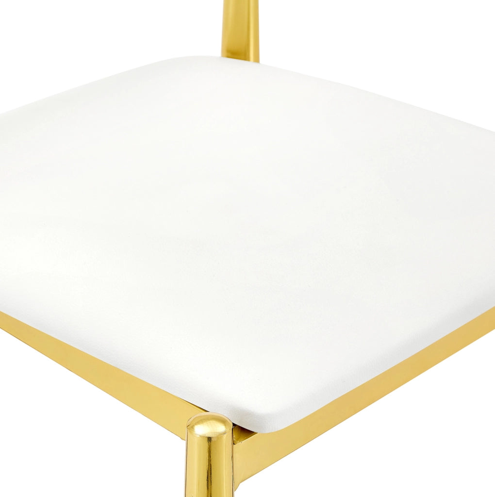 Sedia da pranzo con schienale semicircolare imbottito in PU bianco