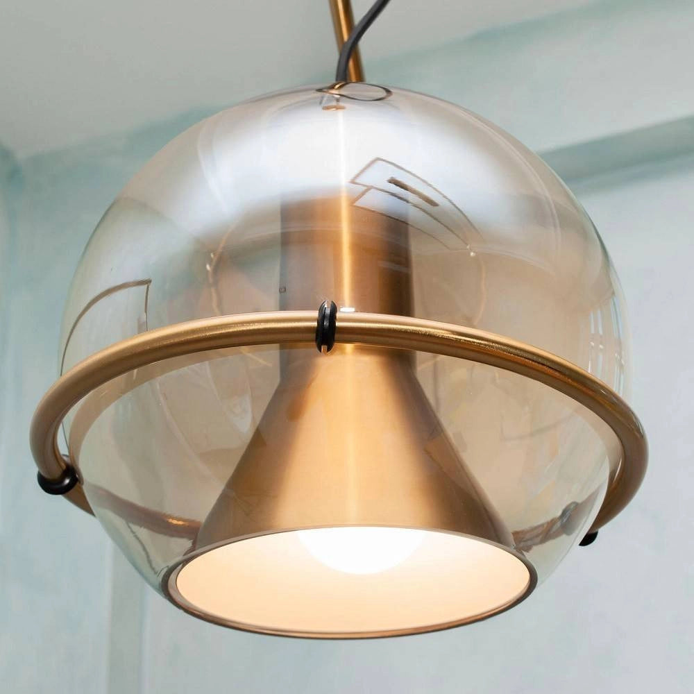Trade Shop - Lampadario Sfera Vetro Pendente Globo E27 Lampada Orientabile Sospensione Lp-87 -