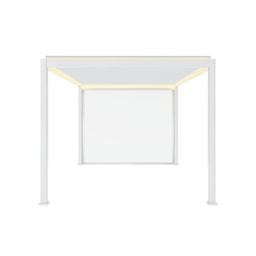 Pergola bioclimatica 3x4m motorizzata in alluminio led + 1 tenda 3m,