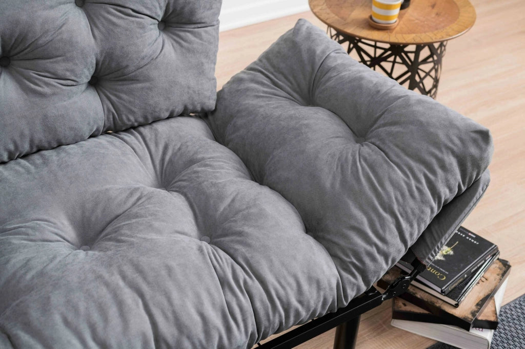 Guchol, Divano Letto 2 Posti Contenitore, 155x70 cm Grigio