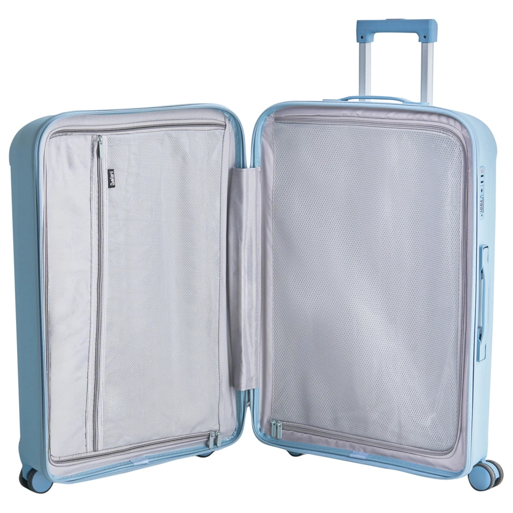 Set di 3 valigie rigide blu Materiale sintetico Lucchetto TSA in ferro Ruote silenziose Cerniera antifurto 3 misure stile Moderno