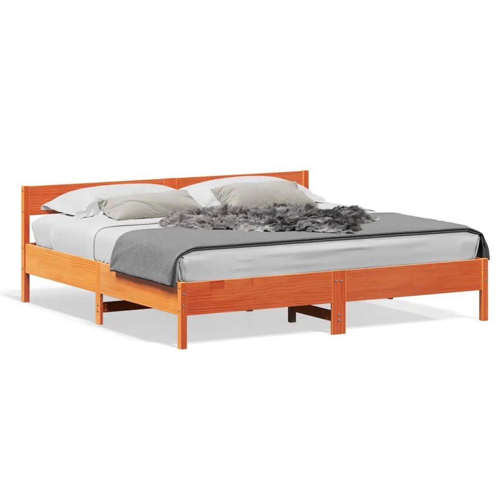 Giroletto senza Materasso Marrone Cera 200x200 cm Legno di Pino 3216211